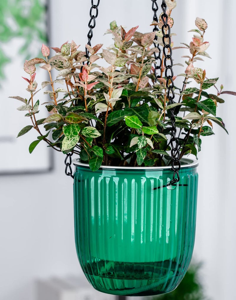 Josteve 4.5 Inch 3 Pcs Self Watering Hanging Planter Indoor Plant Hanging Pots Drainage Holes  Outdoor Small Hanging Planters Flower Pot Basket  Visible Water Level  Plant Hanger Home Decor  Gardening - Image 5